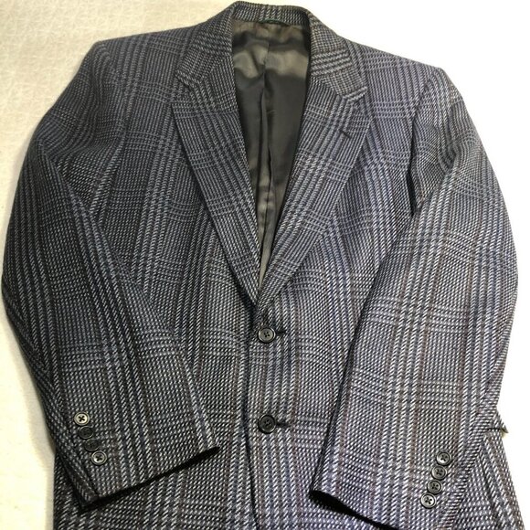 Vintage Austin Reed Mens Blazer Sport Coat 2 Button Blue Grey Tweed Size 42L - Picture 4 of 13